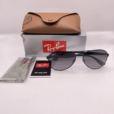 Ray Ban Mens Double Bridge Polarized Gradient Aviator Sunglasses RB3549 Black - Image 1 of 4