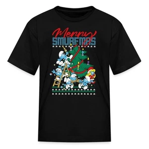 Merry Christmas with the Smurfs - Decorating Tree Festive Design Kid's T-Shirt - Picture 1 of 13
