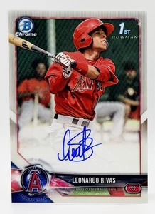 2018 Bowman Chrome Prospects Leonardo Rivas RC Auto Los Angeles Angels - Picture 1 of 2