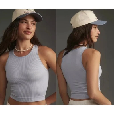 Camiseta sin mangas Anthropologie The Reegan cuello redondo corta espalda deportiva sin costuras azul claro Foto 1 de 4