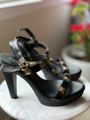 Sandálias femininas Callisto de salto alto pretas tamanho 4 novas  - Imagem 1 de 4
