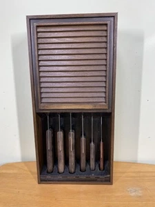 MCM EKCO Flint Kitchen Knife Set Vanadium Made In USA. Wooden Wall Hanging Read - Picture 1 of 14