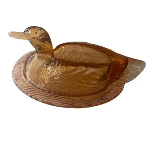 RARE~VINTAGE~PINK DEPRESSION GLASS~NESTING DUCK~SHAPED CANDY Used Free Shipping - Picture 1 of 10