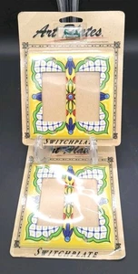 Art Plates Wall Switchplate Handcrafted Yellow Green Mexican Tile Look Butterfly - Picture 1 of 3