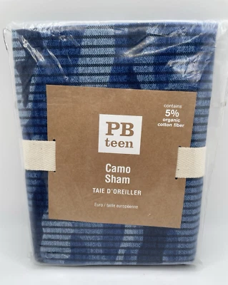 Pottery Barn Teen PB Camuflaje Euro Sham Azul Marino 5% Algodón Orgánico Decoración de Dormitorio NUEVO Foto 1 de 4