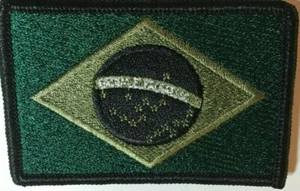 BRAZIL Flag Patch W/ VELCRO Brand Fastener Evergreen/B/Olive Brazilian Emblem - Picture 1 of 1