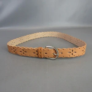 Levi's Genuine Leather Tooled Belt Women's Size XL Floral Western Beige - Picture 1 of 5