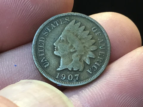 1907 Indian Head Cent Penny, Dealer Wholesale is $1.10,  1 coin Cover