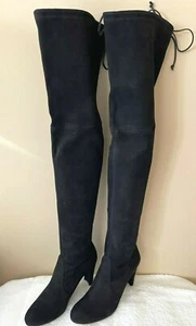 Stuart Weitzman NEW Highland Black Suede Over The Knee OTK Boots $895 US 8.5 - Picture 1 of 11