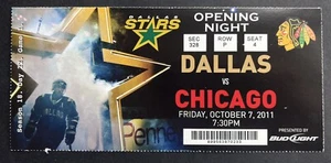 Vintage 2011 NHL Chicago Blackhawks vs Dallas Stars Ticket Stub 10/7/11 - Mint! - Bild 1 von 2