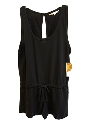 C & C california Women’s Romper NWT Size Small S BLACK Drawstring Back Keyhole - Image 1 of 4