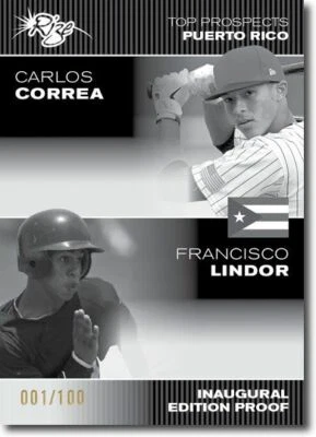 Carlos Correa 2012 * Francisco Lindor Rize novato prueba RC #/100 Foto 1 de 2