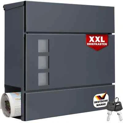 MONZANA® Design Briefkasten Wandbriefkasten Postkasten Zeitungsfach anthrazit - Bild 1 von 4