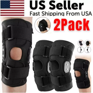 Knee Brace Hinged Compression Sleeve Joint Support Open Patella Stabilizer Wrap - Picture 1 of 19