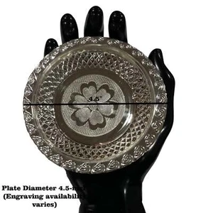 925 Sterling Silver Hallmarked Designer SMALL Puja Plate - Style#04 - Picture 1 of 11
