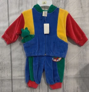 Baby Jumper 90s Happy Hippos Outfit Size 3-6 Month Zip Front W/ Hippo Plush NOS - Picture 1 of 10