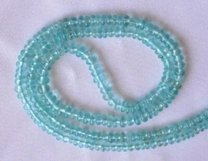 Blue Apatite Smooth Rondelle Gemstone Beads 3MM To 4MM 16 Inch Strand - Picture 1 of 3