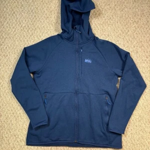 REI Co-op Fleece Hoodie Full Zip Thumb Holes Athletic Blue Youth XL Navy - Picture 1 of 6