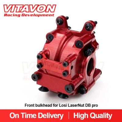 Vitavon LaserNut CNC alu#7075 Front bulkhead for Losi LaserNut DB pro Red - Image 1 of 4