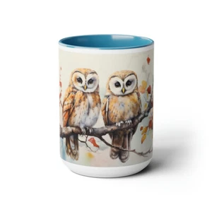 Preciosos Búhos Acuarela Gran Idea de Regalo Mamá Papá Familia Amor Tazas de Café 15 oz #16 - Imagen 1 de 21