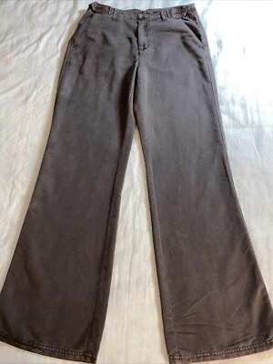 Pantalones Bamboo Traders para Mujer 6 Marrón Mezcla Lyocell Tiro Medio Pierna Ancha Bolsillos Boho Foto 1 de 4