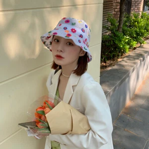 Mujeres Floral Cubo Sombrero Malla Pesca Bush Gorra Bordado Verano Playa Sol - Imagen 1 de 13