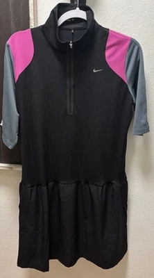 Vestido Nike Golf Tour Performance Dri Fit preto rosa cinza bolsos feminino tamanho M - Imagem 1 de 4