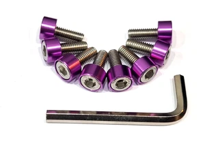 VAUXHALL 1.4 1.6 8V STAINLESS ROCKER CAM COVER BOLT SET PURPLE CUP WASHERS - Picture 1 of 2