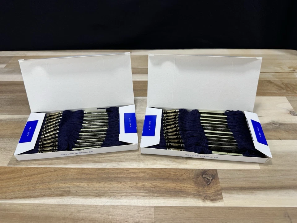 ✅NEW ✅DMC 25 EMBROIDERY FLOSS ✅MOULINE ✅FRANCE ✅100% COTTON ✅#939 ✅ 2 Boxes - Image 1 of 4
