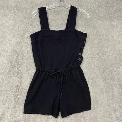 Madewell 女式 XS 黑色无袖纽扣连身裤抽绳 — 第 1/4 张图片