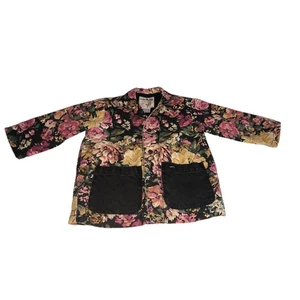 Vintage Guess Denim Jacket Baby Toddler Girls Size XL Floral Black Pink USA - Picture 1 of 10
