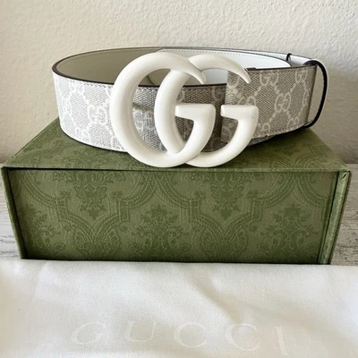 Nuevo Gucci GG Hebilla Supreme Lona Cuero Mujer Cinturón, Talla 70cm Foto 1 de 4