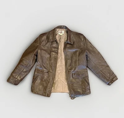 Chaqueta De Cuero Brent Barlovento Años 50 60 De Colección Moto Piel de Tirada Lana Talla 42 Foto 1 de 4