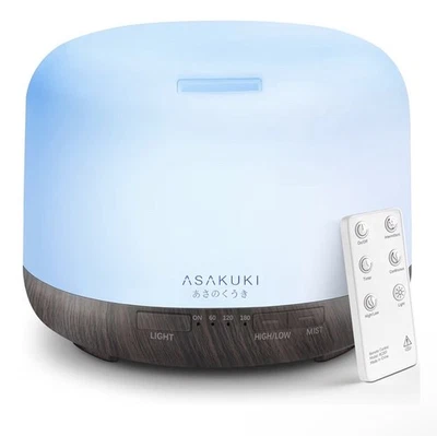 ASAKUKI 300ML Essential Oil Diffuser Quiet 5-in-1 Premium Humidifier in Black - Image 1 of 4