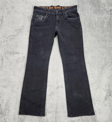 Pantalones de mezclilla Rock Revival Justin ajustados para hombre 32x32 negros bordados bolsillos traseros Foto 1 de 4