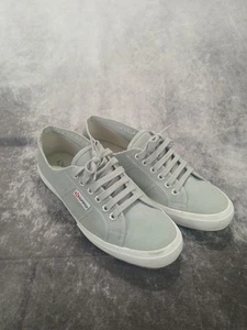 Superga Women's 10.5 Men's 9 Light Gray Low Top Platform Canvas Sneakers  - Picture 1 of 8