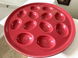 Fiesta 12-Egg Deviled Egg Plate Scarlet Red With Spiral Design Dishwasher Safe - Picture 1 of 6