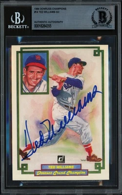 Ted Williams Auto 1984 Donruss Grand Champions Card 14 Red Sox Beckett #18284355 - Image 1 of 2