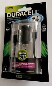 Duracell Car Charger Micro USB 3' Sync & Charge Cable, USB Port ( DCS5341 ) 