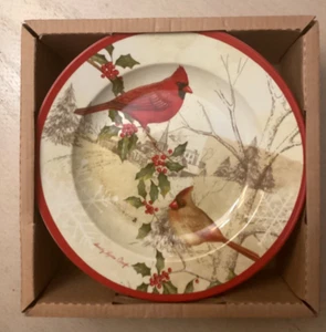 Cypress Home Decorative Cardinal & Gold Finch Birds 4 Dessert/ Salad Plates NIB - Picture 1 of 3