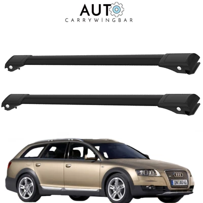Barras transversales de techo para Audi A6 C6 Quattro 2006-2011 aluminio negro 2 piezas Foto 1 de 4