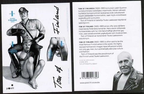 2014 Finland, Art by Tom of Finland, erotic gay stamps, min. sheet MNH Cover