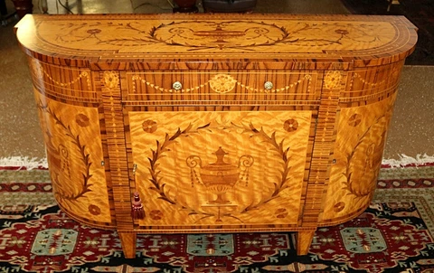 Gorgeous Adam's Style Rosewood & Satinwood Inlaid Server Buffet Commode Cabinet Cover