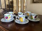 Set Of 6 Colorfull Espresso Turkish Coffee Cups & Saucers