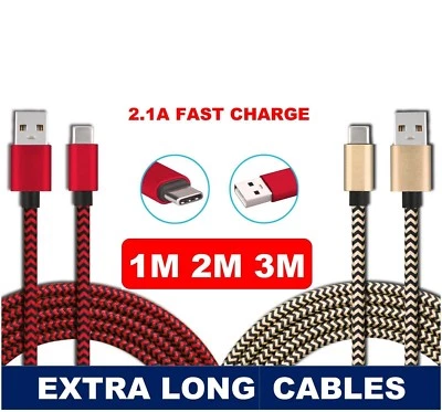 NEW Strong Braided Nylon Fast USB C 3.0 Type C Data Sync Charger Charging Cable - Image 1 of 4