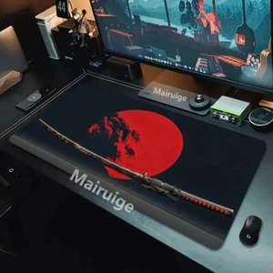 Red Sun Knife Mouse Pad Large Computer Office Game Table Mats XXL Rubber Anti-sl - Afbeelding 1 van 7