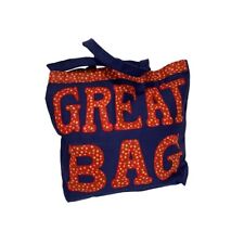 Vintage 1980s "Great Bag" Canvas Tote Bag Navy Blue Red Inside Pocket