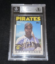 Barry Bonds Signed 1986 Topps Traded Rookie Card Beckett BAS Pirates Giants