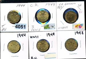 GREAT BRITAIN - 3 PENCE - BRASS - 1940'S - (6) UNC-BU #4051 - Picture 1 of 2