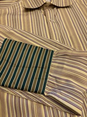 Camisa de algodón con puño abatible manga larga a rayas firma Paul Smith para hombre 16 1/2 42 Foto 1 de 4
